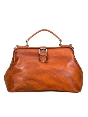 NEW Light Brown / Dark Tan Leather “Doctor” Medicine Bag Handbag